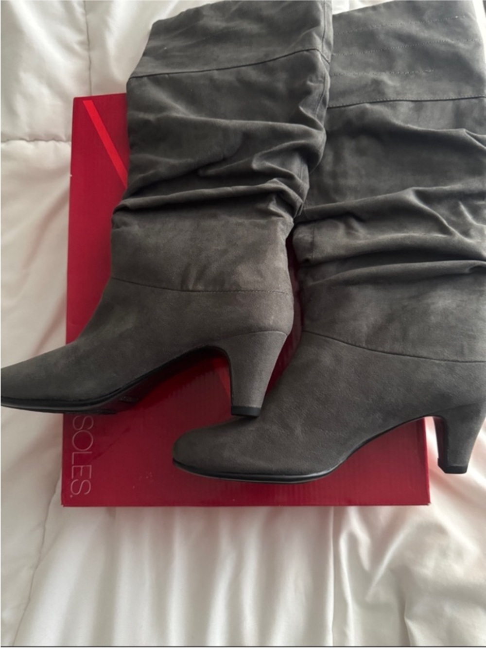 AEROSOLES Gray Running Play Mid Heel Boots